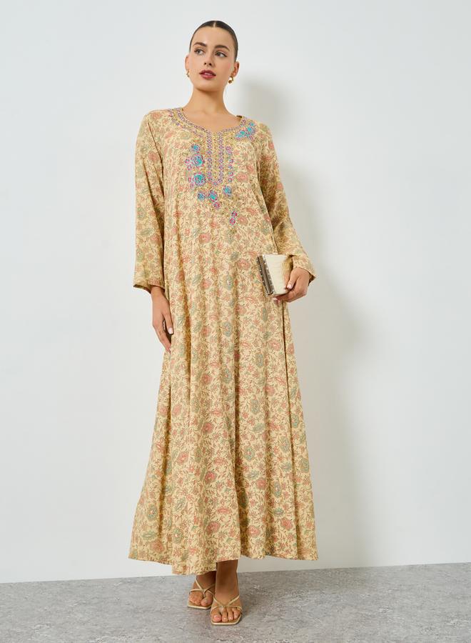 Maxim Creation All-Over Print Embroidered A-Line Jalabiya - Image 5